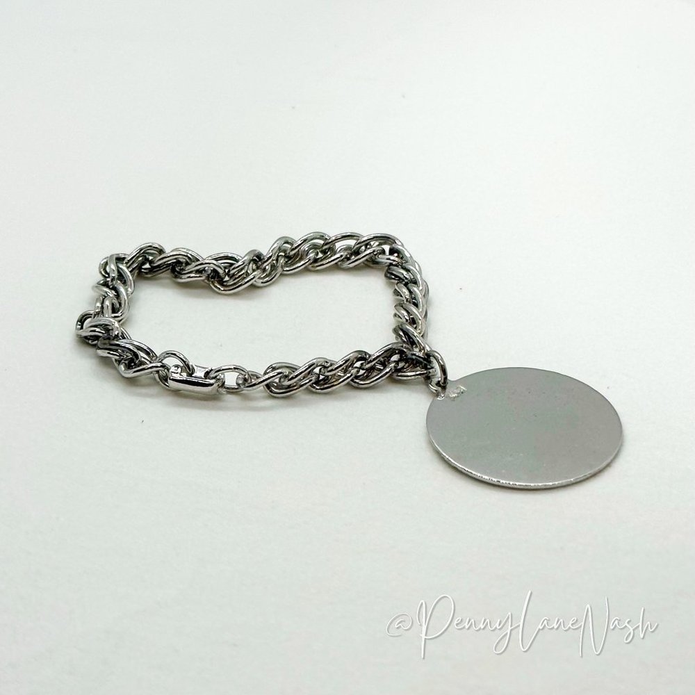 Vintage Silver Chain with Single Plate Bracelet - Picture 5 of 8